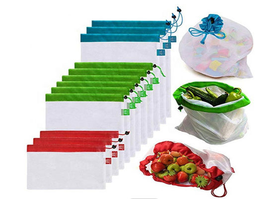 Ecoの野菜のための友好的な洗濯できる再使用可能な網の食料雑貨入れの袋のナイロン網袋